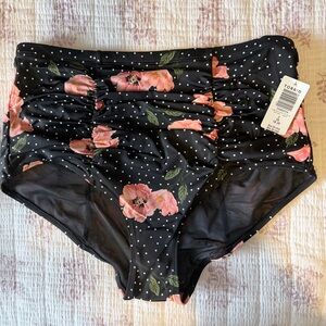 Torrid Black and Pink Floral Women's swim bottoms